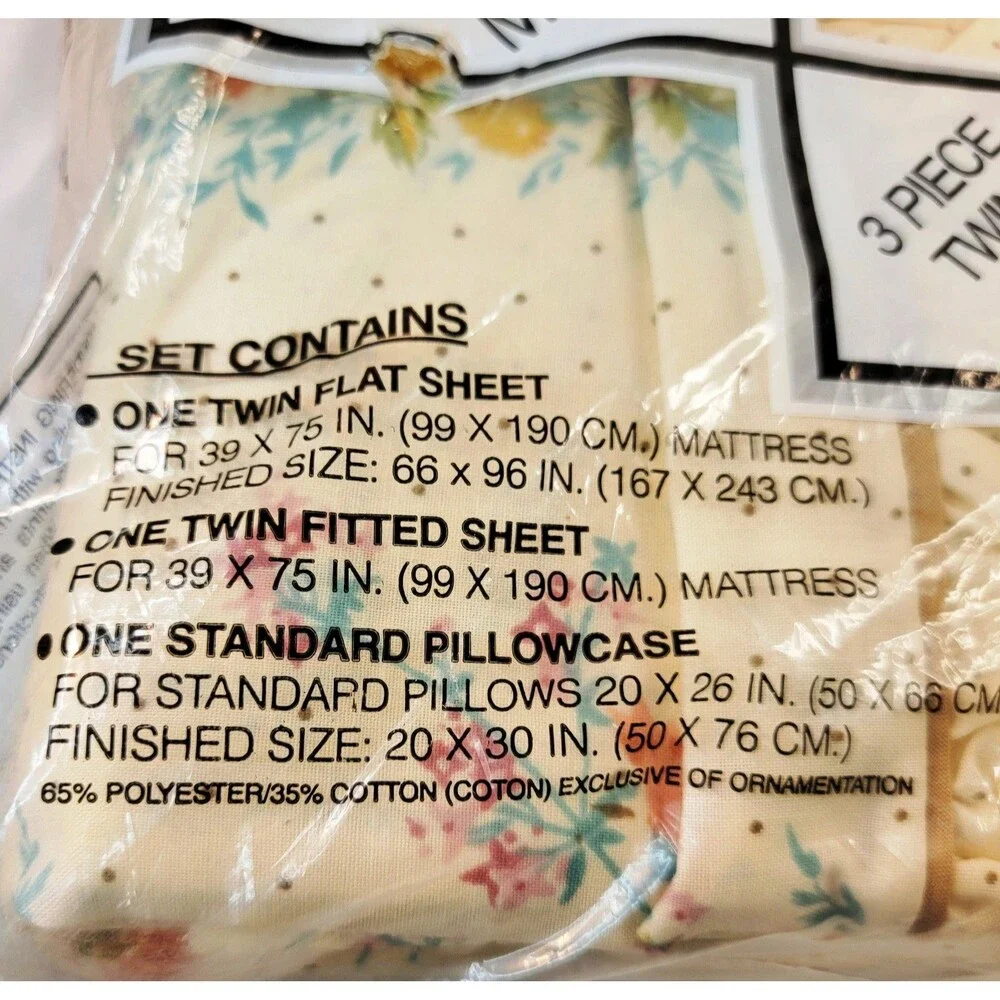 Vintage Lady Pepperell 3 Piece Twin Set Sheet Garden Grove Pattern No Iron NEW